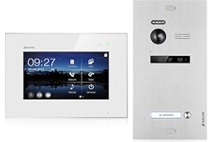 Balter EVO Video Türsprechanlage, Touchscreen, 7 Zoll Monitor, 2-Draht Bus, Türstation für Einfamilienhaus Türklingel, 150° Weitwinkel-Kamera, Silber-Weiß