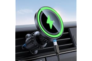Lamicall 15 W trådlös billaddare för MagSafe - [Supersnabbladdning] stark magnet, magnetisk billaddare med metallkrok, handsfree, för iPhone Series 17 16 15 14 13 12