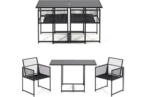 EROMMY Patio Bistro Set – PE Rattan Chairs with Folding Backrest & Tempered Glass Tabletop, Outdoor Dining Set for Small Garden, Balcony, Poolside