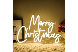 Ineonlife Merry Christmas Segno al neon, luce al neon a LED bianco caldo per decorazioni murali, segnali luminosi USB dimmerabili per casa, bar, soggiorno, camera da letto, festa di Natale