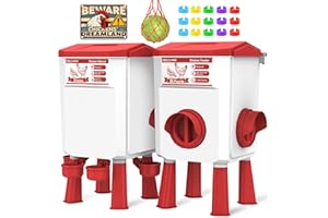 INNOLAND Comedero Gallinas Y Bebedero Automático para Gallinas - 12KG/11L, Comedero para Gallina Anti Ratas con 4 Comederos Y 3 Puertos De Alimentación, Sin Desperdicio, Alta Capacidad