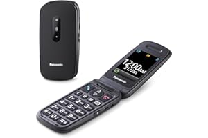 Panasonic KX-TU446EXB Teléfono Móvil Para Personas Mayores (Resistente a Golpes, Cámara, Incluye Auriculares y Cargador, Indicador LED), Negro