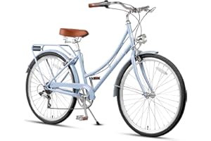 AVASTA Women's Hybrid Bike Lightweight 26-Inch Hi-Ten Steel Frame for City Commuting - 6-Speed Comfort Bicycle and Styles