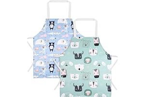 ABOHU Grembiuli per Bambini, 2 Pezzi Grembiule Bambino Impermeabile, Grembiule da Cucina per Bambini Ragazze Ragazzi, Grembiule Pittura Bambini per Cucinare, Cottura, Pittura, Artigianato