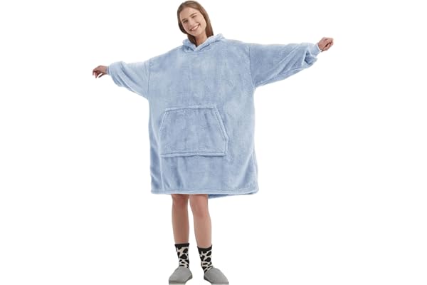 FELOVE es una Sudadera con Capucha y Mangas con un Bolsillo Grande, Que es una Manta portátil Ultra Suave y cómoda para Adultos, y Que es cálida y Tiene una Talla única.