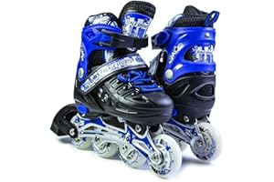 Scale Sports - Adjustuble Roller Skates with light up wheels for children and adults - Kids Inline Roller boots for toddler, Rollers for girls, boys, professional and beginner.
