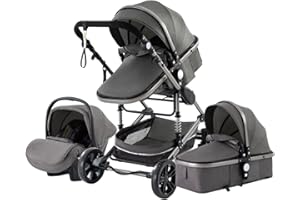 YAZOCO Carrito Bebe 3 en 1 Cochecito de recién nacido Colapso Silla de Paseo Multifuncional Vista Alta Accesorios Cómodos Para Asientos de Coche