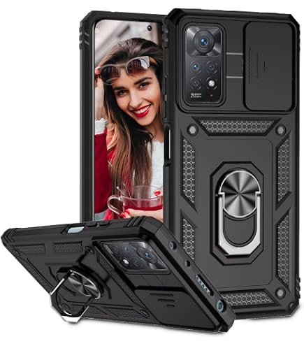 Custodia Per Redmi Note 11 Pro 5G Con Cavalletto + 2 Pellicole Vetro Temperato, Protezione Antiurto, Blu - 2