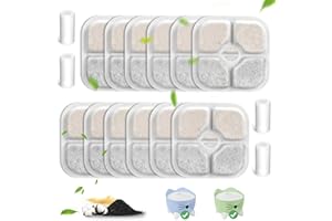 VinDox Filtros de Fuente para Gatos, 12 filtros y 4 mangueras Filtro de Fuente de Gato con Resina activada por Carbono Tres Capas Sistema de filtración para Fuente de Agua Gato