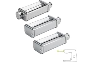 ‎KENWOOD Kenwood Pasta-Set MAX980ME Zubehör für Kenwood Küchenmaschinen, elektrische Nudelmaschine mit Lasagne-Walze und Spaghetti und Fettuccine Aufsatz, Edelstahl, Silber