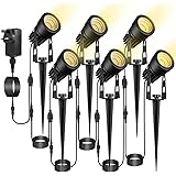 ECOWHO Garden Lights Spotlights Mains Powered 68.9ft 21m Outdoor Lights 12V IP65 LED Spot Landscape Plug in Warm White for Pa