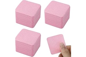 PAEFIU 600 Piezas Toallitas Celulosa para Uñas sin Pelusa Almohadilla Quitaesmalte, de Algodón para Limpiar el Pegamento Esmalte (Rosado)