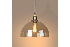 LIGKIN Lampada a Sospensione Industriale Vintage Lampadario in Vetro E27 Lampada a soffitto Paralume in Vetro Illuminazione a Soffitto per camera da letto Soggiorno Ristorante Loft