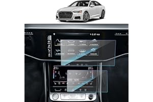 SKTU Displayschutzfolie kompatibel mit Audi A6/ A7 C8 2019-2023 2024 Navigation GPS Schutzfolie aus gehärtetem Glas Kratzfest (MMI 10,1'' + Klima Vorne 8,6'')
