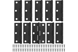 JJWNMLL Black Door Hinges 10 pcs - 75mm (3 Inch) Cupboard Door Hinge with 60 pcs Black Screws Door Hinges Internal for Home Furniture Wooden Door Hinge