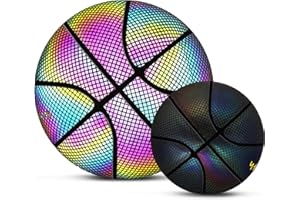 BestAlice Ballon de basket-ball holographique lumineux réfléchissant, taille 7, ballon de basket créatif lumineux pour intérieur et extérieur, taille réglementaire officielle, cadeau de sport