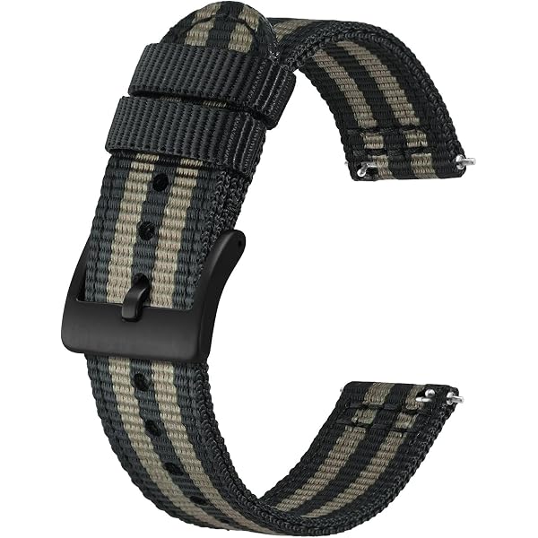 Bracelet Montre Nylon Anbeer - Attache Rapide - Boucle Métal - Taille 18-24mm - Longueur 75/125mm