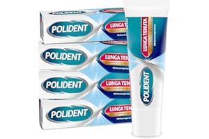 Polident Lunga Tenuta, Adesivo per Protesi Dentale, fino a 12 Ore di Tenuta Giornaliera, Gusto Menta Delicata, Pacco da 4x40 g