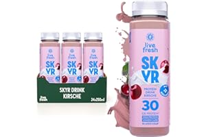 ‎LIVEFRESH LiveFresh Skyr Drink – Kirsche – 30g Protein + Kollagen – Kalorienarm – Ohne Zuckerzusatz – Protein Shake Alternative – 24x250ml