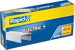 Rapid 66/6mm Strong Staples, For Stapling up to 20 Sheets, Use with Electric Staplers, Galvanised Wire, Box of 5000, 24867800