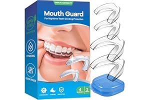 NEATEETH Mouth Guard for Teeth Grinding, Upgraded Night Guards for Sleeping, Pack of 4 Moldable Mouth Guard Stops Bruxism and Teeth Clenching 2 Sizes with a Travel Cases