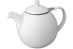 FORLIFE Kurve Teekanne mit Teesieb, 1,3 l, Weiß