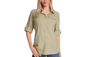 Jogwits Chemise pour Femme - Protection UPF 50+ Chemises et t-Shirts de randonnée Femme Vêtement Safari Manches Longues - Idéale pour randonnée, Trekking, pêche, Camping