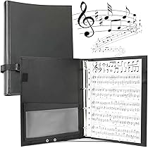 Eyoloty Muziekmap, koormap, zangmap voor bladmuziek tot DIN A4, kunstleer met handriem en 24 zijvakken Clef, voor bladmuziek, instrumentalist, muzikant, inhoud max. 200 vellen