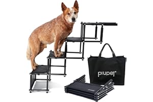 PiuPet® Escalier pour Chien I Jusqu’à 80kg I Utilisable pour Tous Les véhicules I Escalier Chien Pliable I Rampe Chien I Rampes d'accès pour Petit et Grand Chiens | Rampe Pliable