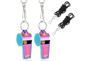 CIATBYYJ 2 Stück Edelstahl Trillerpfeife,Bunt Schiedsrichter Pfeife,Metall Whistle mit Umhängeband,Profi Sportpfeifen,Personalisiert Trillerpfeife für Schulsport Fußball Hundetraining Sportunterricht