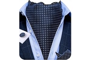DiBanGu Mens Cravat Self Tie Jacquard Woven Paisley Ascot Tie and Pocket Square Cufflinks Set Formal Casual