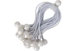 PRETEX Corde Elastiche con Sfere - Set 25pcs x 23cm Elastici con sfera universali - Elastici Portapacchi Pesanti Perfette per il Campeggio - Cinghie Elastiche per Teloni - Bianco