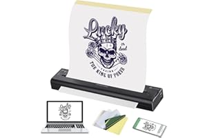 ‎TATELF TATELF Stencil Tattoo Drucker Bluetooth Thermal Printer Tattoo Transfer Maschine Kopierer mit 15 Stück Transferpapier mit Android, iOS Phone und PC