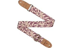CASCHA Pasek na ukulele, wegański - Mauve Leaves - regulowany i wygodny pasek na ukulele z materiałów przyjaznych dla środowiska, trwały i stylowy, pasuje do wszystkich ukulele, idealny dla wszystkich