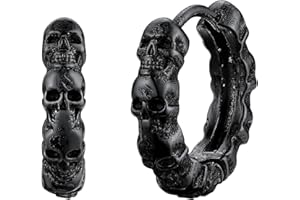 Richsteel - Orecchini a cerchio con teschio piercing all'orecchio stile gotico rap hip-hop rock orecchini con teste di demone in acciaio inossidabile per donne e uomini