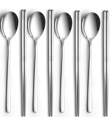 Coréen 2 Ensembles En Acier Inoxydable Baguettes Et Cuillère