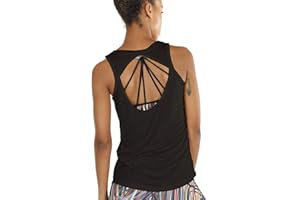 icyzone Dos Ouvert Débardeur de Sport Femme - Tops sans Manches Exercice Yoga Shirt