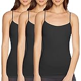 MONYRAY Women's Camisole Top Adjustable Spaghetti Strap Tank Top Basic Layering Tanks Lounge Wear Ladies Vest Top, 3 Pack