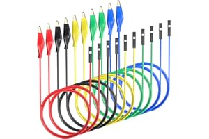 Cleqee Alligator Clips to Breadboard Female Jumper Wires Soft Flexible Silicone Test Leads for Electrical Testing