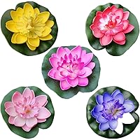 VORCOOL 5 stücke MiniArtificial Schwimmende Seerose Eva Lotus Blume Teich Dekoration-10 cm (Rot/Gelb / Blau/Rosa…