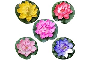 VORCOOL 5 stücke MiniArtificial Schwimmende Seerose Eva Lotus Blume Teich Dekoration-10 cm (Rot/Gelb / Blau/Rosa / Hellrosa)