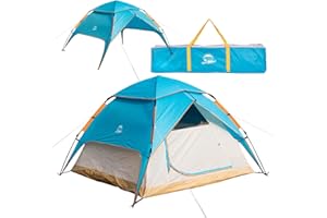 TALK-POINT Tienda de campaña automática para 3-4 personas, tienda de campaña 2 en 1 y carpa y protección solar, doble pared, impermeable, resistente al viento, cuerdas tensoras fluorescentes, piquetas