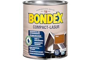 Bondex Compact Lasur TEAK 0,75 L für 9,75 m² | Wasserbasierte Holzlasur | Intensiver Wetter- und UV-Schutz | 2 in1 Aqua + Komfort Technologie | Streichen ohne Grundierung | Seidenmatt | Geruchsarm