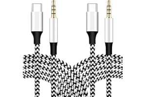 VEMFAY 2 Pezzi USB C a 3.5mm Aux Jack, 1m Cavo Jack USB C Audio Cavo Nylon Compatibile con iPhone 16/15 Pro, Galaxy S24/S23/S22 Ultra, Pad Pro, Pixel, Huawei P40, Xiaomi