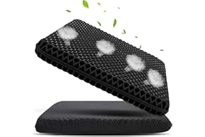 Deyikeji Cuscino per seduta in gel, per sedia da ufficio, comodo e traspirante, adatto per auto, ufficio, casa, sedia a rotelle, con fodera lavabile, per stare comodi e freschi (Nero, 44cm*39cm*4cm)