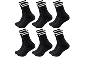 Effeet Skarpety Sportowe Damskie Kobiet 6 Par, Skarpety Tenisowe Białe Czarne, Oddychające, Długie Skarpety Bawełniane, Skarpety Robocze Biegania z Podeszwą Frotte