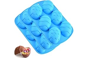 IDEAL SWAN 3 piezas Molde grande para huevos de Pascua - Molde para chocolate de silicona para huevos - Huevo de Pascua grande para bombas de cacao y cáscaras de chocolate para huevos rompibles - Azul