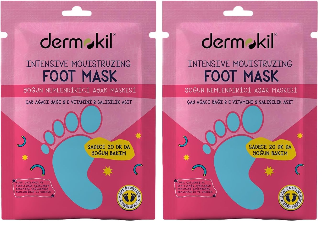 Dermokil Yoğun Nemlendirici Ayak Maskesi 30 ml 2li paket