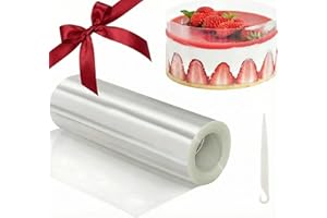 CUTIOLLY Folia Do KrawęDzi Tortu,Folia Na KrawęDzie Tortu 20 cmx5m,Przezroczysta,Z WałKiem Octanowym,Do Wielokrotnego UżYtku,Do Ciast, Czekolady,Musu,Ciast I DeseróW