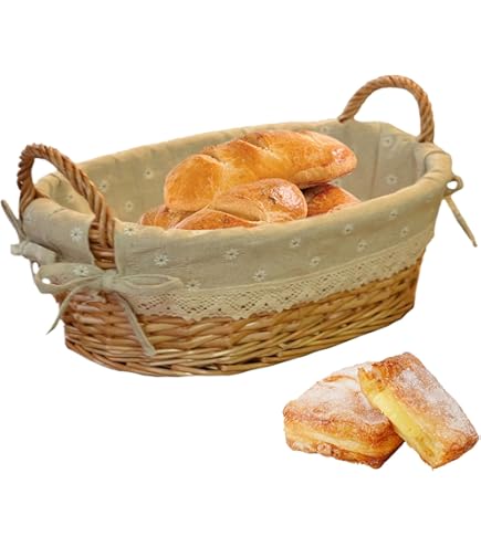 2x Corbeilles à Fruits / Corbeilles à Pain Tressées Rectangulaires 20 X 30 X 8,5 Cm